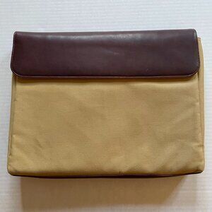 Levenger Leather Canvas Padded Laptop Latching Pouch Portfolio 15” New
